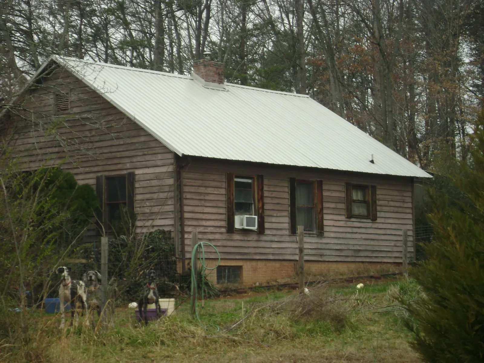 White metal roof on an old wood sided farmhouse, from a Metal Roof Installation job in Paskenta